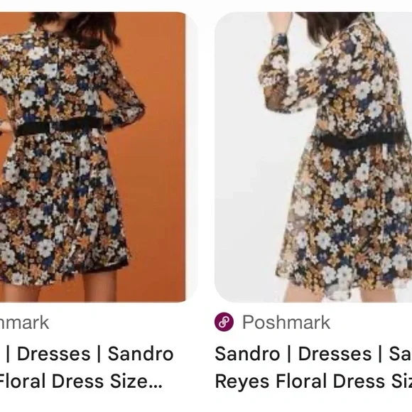 Sandro Paris Reyes Floral Button-Front Sheer Smock Dress in Black & Mustard - Picture 13 of 16